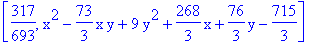 [317/693, x^2-73/3*x*y+9*y^2+268/3*x+76/3*y-715/3]